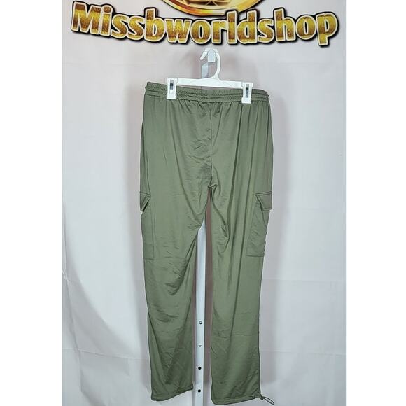 No Comment Green Stretch Cargo Jogger Pants Size M - Picture 3 of 4